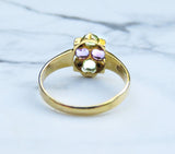 Amethyst Peridot and Diamond English Ring in 18k Gold
