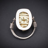Sold--Antique Sterling Silver & Blue Soapstone Scarab Spinner Ring