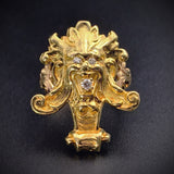 Vintage 14K & Diamond Green Man Conversion Ring