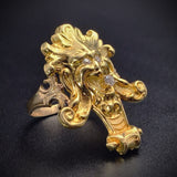 Vintage 14K & Diamond Green Man Conversion Ring