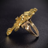 Vintage 14K & Diamond Green Man Conversion Ring