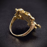 Vintage 14K & Diamond Green Man Conversion Ring