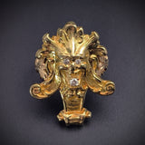 Vintage 14K & Diamond Green Man Conversion Ring