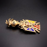 Antique 14K, Enamel & Red Stone Knights of Pythias Pendant/Fob