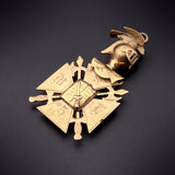 Antique 14K, Enamel & Red Stone Knights of Pythias Pendant/Fob