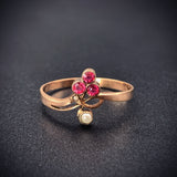 SOLD Antique 9K, Ruby & Pearl Ring