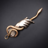 Koven Kreation 14K & Sterling Silver Replica Hand & Serpent With Gemstone Eyes Pendant