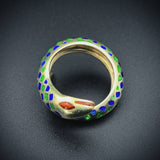 18K & Enamel Snake Ring