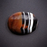 Oval Banded Agate Mourning Brooch