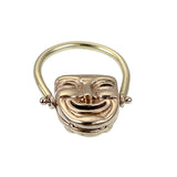 Koven Kreation 14K, Onyx & Carnelian Comedy & Tragedy Masks Flip Ring