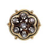 Antique Victorian 18K,14K, Diamond & Black Enamel Conversion Ring TLJ