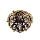 Antique Victorian 18K,14K, Diamond & Black Enamel Conversion Ring TLJ