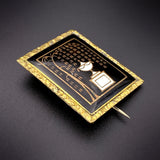 9K, Black, White & Gold Enamel Mourning Brooch