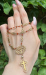 Antique 14K, Coral & Pearl Cross Necklace