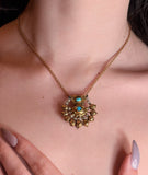 Antique Muhgul 16K, 14K, 10K, Turquoise & Freshwater Pearl Brooch/Pendant