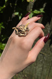 Antique French Vermeil & Paste Ruby Griffin Brooch