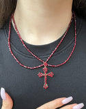 Antique Garnet Cross Necklace in Garnet Gold