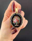 SOLD Antique 18K & Floral Micro Mosaic Pendant