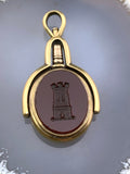 Antique English 18K, Carnelian & Bloodstone Intaglio Watch Fob Key