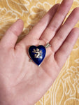 SOLD- Antique Silver & Blue Enamel Cupid Heart Clip