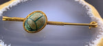 Antique 22K & Faience Scarab Pin