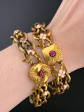 SOLD Antique 12K & Spinel Book Chain Bracelet Set