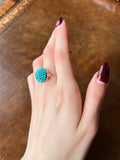 Antique 14K, Persian Turquoise & Diamond Conversion Ring