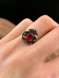 Antique Georgian 14K, Silver & Paste Ruby Conversion Ring