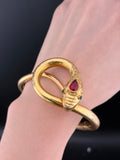 Antique Snake Bracelet in Gold Fill With Paste Stones