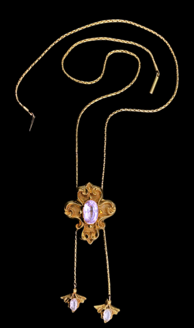 Antique 18K, Topaz & Spinel Slide Necklace