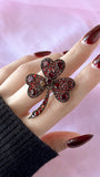 Antique Edwardian Bohemian Garnet Clover Brooch