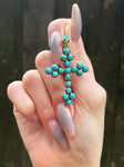 Antique 18K & Turquoise Cross Pendant