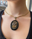 Antique French 18K, Diamond, Pearl, Onyx & Enamel Locket Pendant