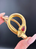 Antique Snake Bracelet in Gold Fill With Paste Stones