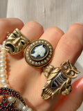 Koven Kreation Custom 14K & Hard Stone Owl Ring