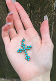 Antique 18K & Turquoise Cross Pendant