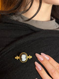 Antique 15K & Hardstone Bacchante Cameo Brooch