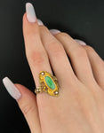 Antique 14K, Amazonite & Seed Pearl Conversion Ring