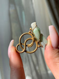 Antique French 18K & Jade Parrot & Snake Fob