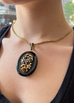 Antique French 18K, Diamond, Pearl, Onyx & Enamel Locket Pendant