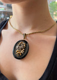 Antique French 18K, Diamond, Pearl, Onyx & Enamel Locket Pendant