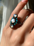 Antique German Silver, Moonstone & Turquoise Ring