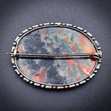 Antique Silver & Moss Agate Brooch