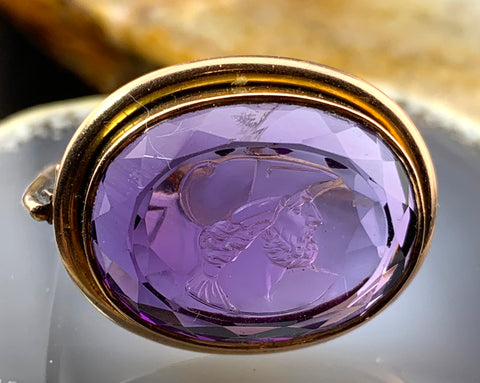 Antique 14K & Carved Amethyst Brooch/Pendant