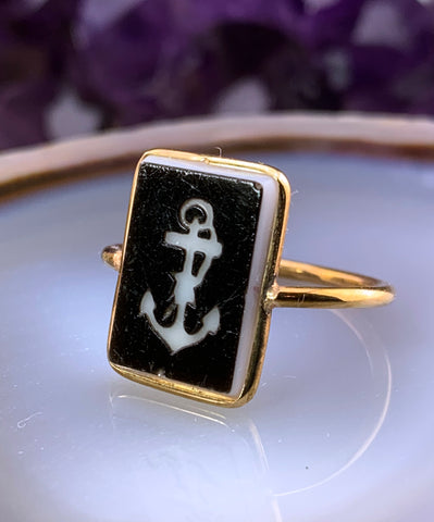 Antique 14K & Hardstone Intaglio Conversion Ring