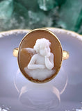 Antique 14K & Carved Cameo Cherub Conversion Ring