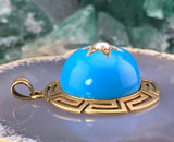 Antique Archaeological Revival 9K & Enamel Celestial Pendant