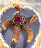 Antique 14K, Silver, Diamond & Ruby Ring