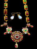 Antique Viennese Vermeil, Emerald, Opal & Tourmaline & paste Necklace & Earrings Set