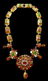 Antique Viennese Vermeil, Emerald, Opal & Tourmaline & paste Necklace & Earrings Set